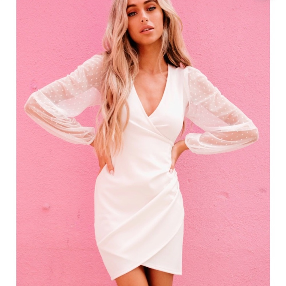 Nanamacs declaring my love mesh sleeve bodycon dress